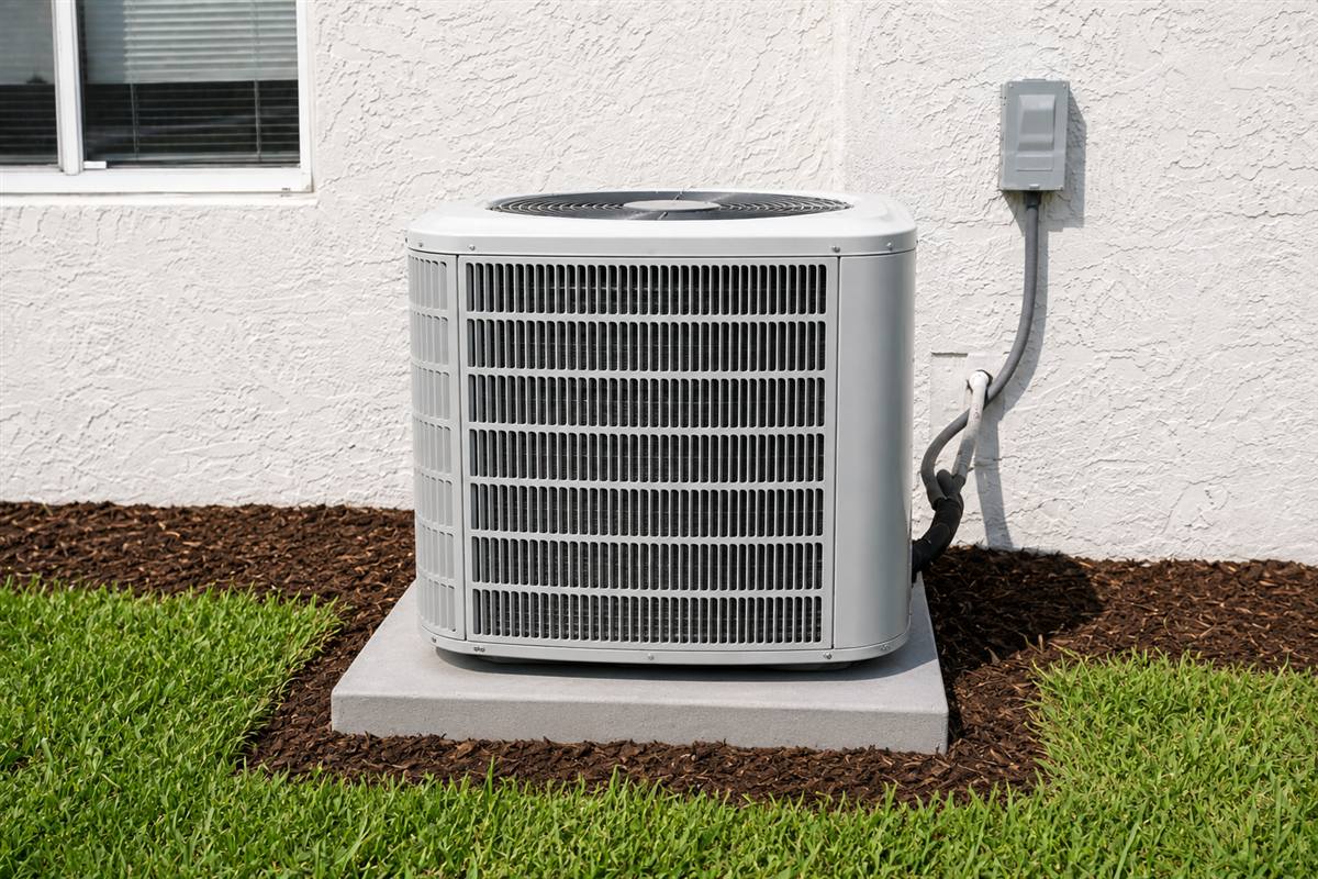 New energy-efficient AC unit after professional installation